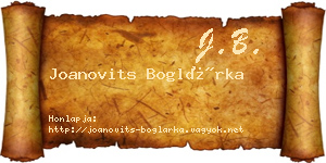 Joanovits Boglárka névjegykártya